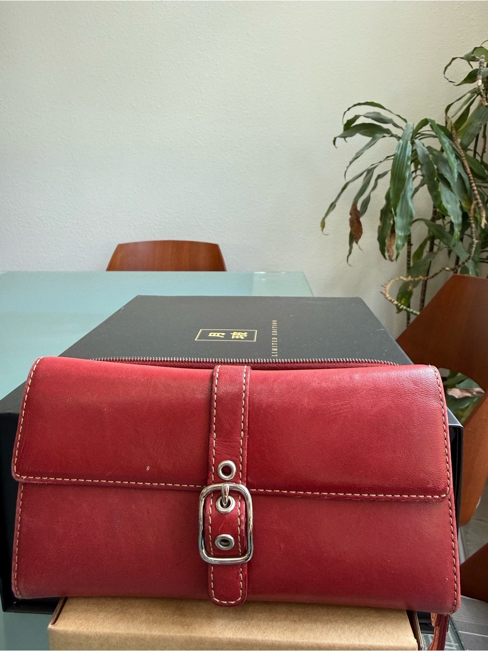 Coach Red Leather Women's Clutch Wallet